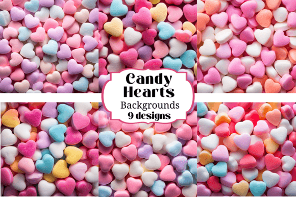 9 Candy Hearts Digital Paper Backgrounds: Sweet Designs for Every Project