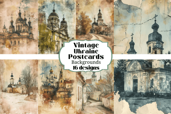 Bring Ukrainian Heritage to Life with Vintage Postcard Backgrounds