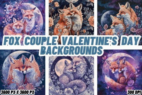Enchanting Fox Couple Valentine's Day Backgrounds