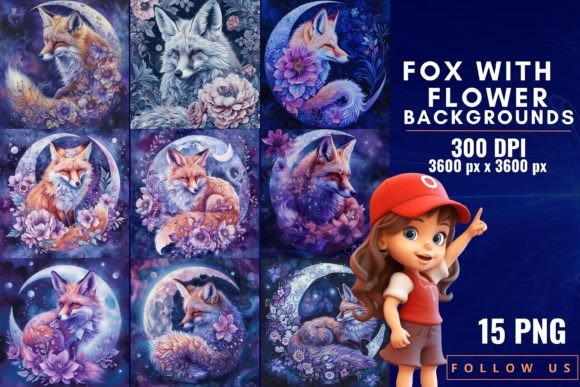 Fox With Flower Backgrounds: Nature-Inspired Digital Artistry