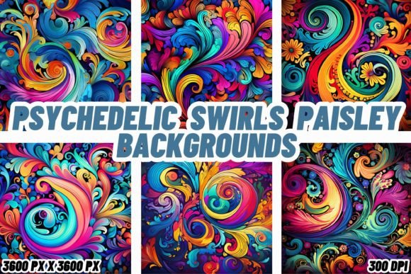 Psychedelic Swirls Paisley Backgrounds: Vibrant Design Assets