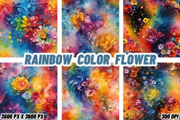 Rainbow Color Flower Backgrounds: A Kaleidoscope for Creative Design