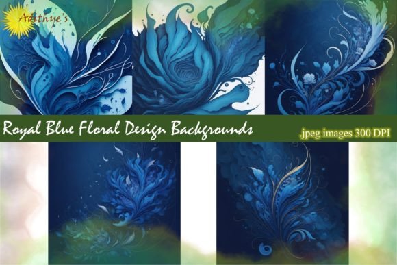 Royal Blue Floral Design Backgrounds for Creative Projects
