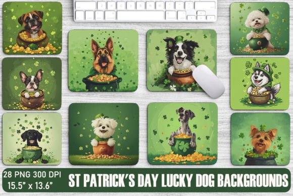St Patrick's Day Lucky Dog Backgrounds: Festive Design Assets
