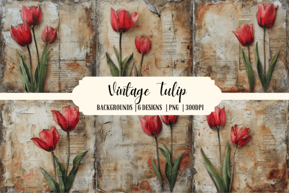 Timeless Elegance: Old Paper Vintage Tulip Backgrounds